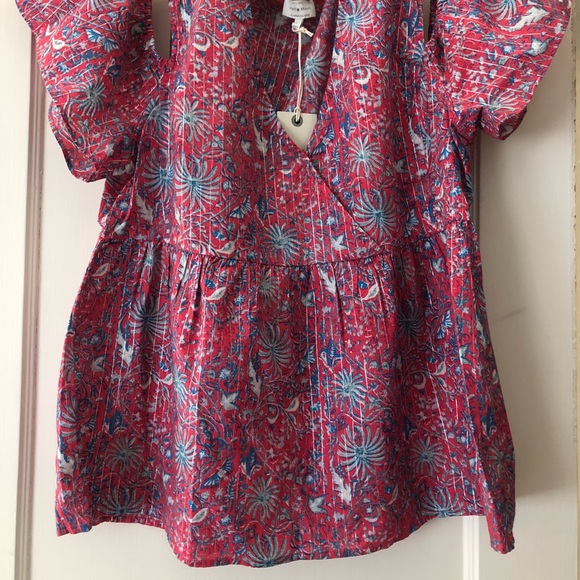 Lucky Brand Off Shoulder Ruffle Cap Sleeve Blouse - Picture 4 of 4